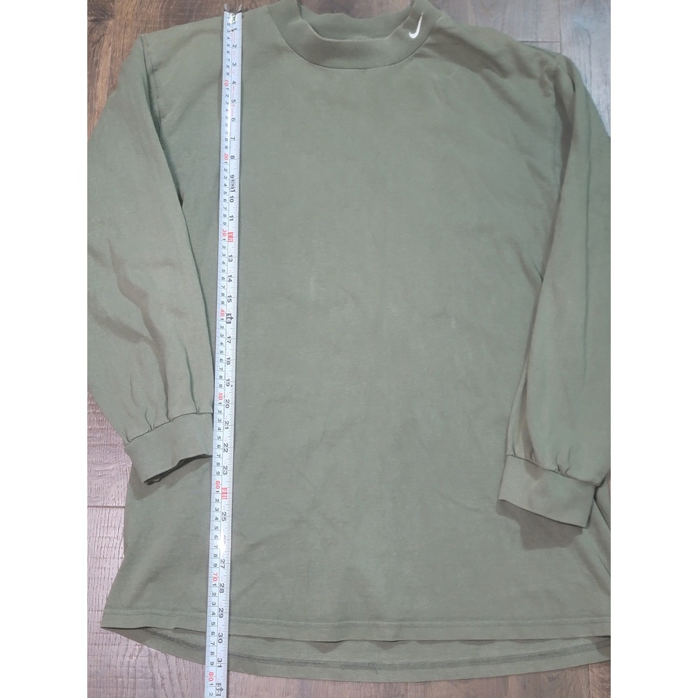Vintage Nike Mock Neck Long Sleeve T-Shirt Olive Green Made in USA Large 90s